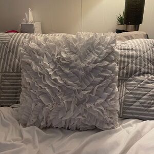 White Ruffle Throw Pillow